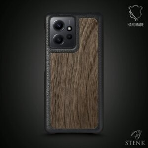 Шкіряна накладка Stenk WoodBacker для Xiaomi Redmi Note 12 4G Чорна (73678)