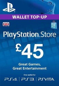 45 GBP (UK) для Playstation Network Card (United Kingdom, PlayStation Store / PSN)