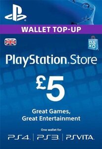 5 GBP (UK) для Playstation Network Card (United Kingdom, PlayStation Store / PSN)