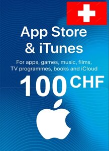 Подарункова картка iTunes 100 CHF CH для сертифіката коду магазину додатків iTunes Store та сертифікат картки поповнення облікового запису Appstore