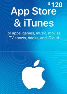 ITunes Gift Card 120$ для App Store код сертифікат карта поповнення рахунку 120 доларів iTunes Store та AppStore