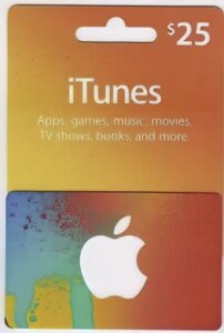ITunes Gift Card 25 $25 доларів) для App Store код сертифікат карта поповнення рахунку iTunes Store і AppStore