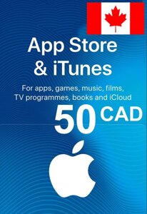 Подарункова картка iTunes 50 CAD для сертифіката коду App Store Сертифікат iTunes Store та карта поповнення облікового запису Appstore