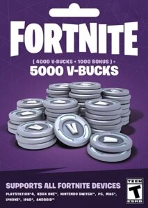 Подарункова карта Fortnite - 5000 V-Bucks card (для всіх платформ 4,000 (1000 Bonus) В-бакси / В-бакси / В-бакси)
