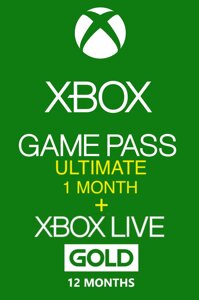 Xbox Game Pass Ultimate 1 місяць + Xbox Live Gold протягом 12 місяців (Xbox One / Series S | x) Для всіх країн