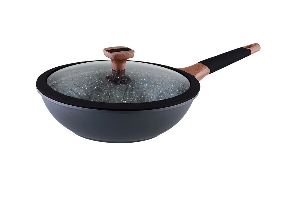 Сковорода wok з кришкою VINZER Greblon Induction Line dia-28 см [50505] від компанії VINZER HOME - фото 1