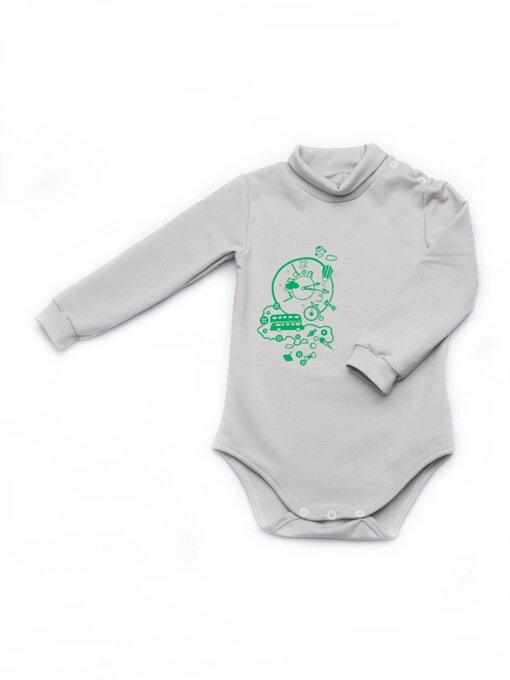 Боди для новорожденного утеплённый (серый) від компанії Інтернет-магазин «вишивав-ка» - фото 1