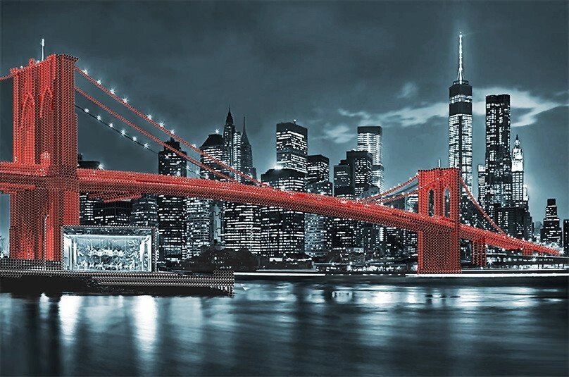 Бруклінський міст (червоний) AX2-035 від компанії Інтернет-магазин «вишивав-ка» - фото 1