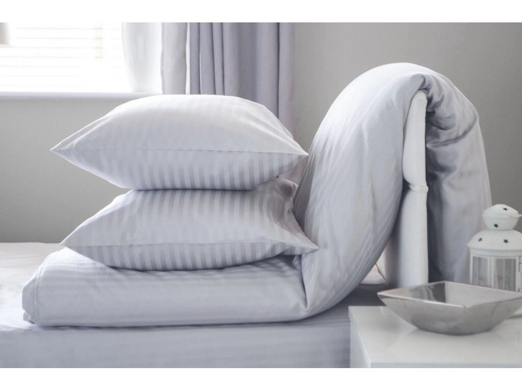 Элитный комплект постельно белья страйп-сатин двуспальный від компанії Інтернет-магазин «вишивав-ка» - фото 1