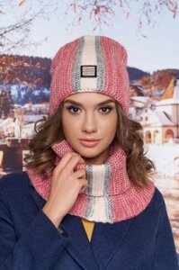 Комплект «Анжеліна»шапка-ковпак і шарф-хомут) колір фламінго артикул 4714-7ф