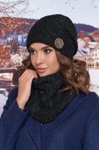 Комплект «Авалайн»шапка і шарф-хомут) колір чорний артикул 4718-7ч