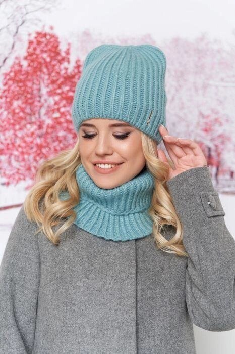 Комплект «Мія» (шапка і шарф-хомут) колір бірюзовий артикул 4704-7бр від компанії Інтернет-магазин «вишивав-ка» - фото 1