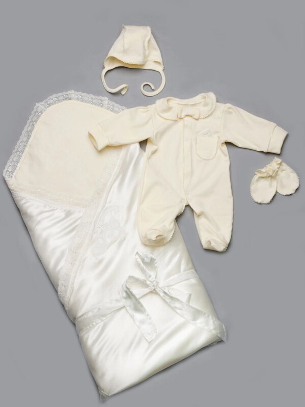 Комплект на выписку для новорожденных молочный (для мальчика) від компанії Інтернет-магазин «вишивав-ка» - фото 1