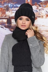 Комплект «Наомі»шапка і шарф) колір чорний артикул 4711-10ч