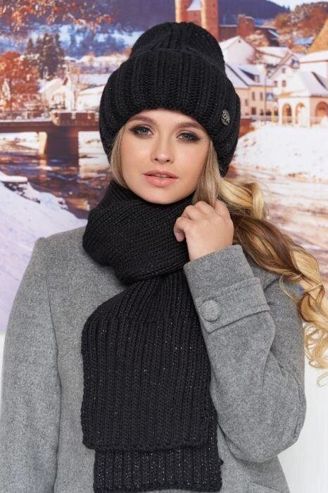 Комплект «Наомі» (шапка і шарф) колір чорний артикул 4711-10ч від компанії Інтернет-магазин «вишивав-ка» - фото 1