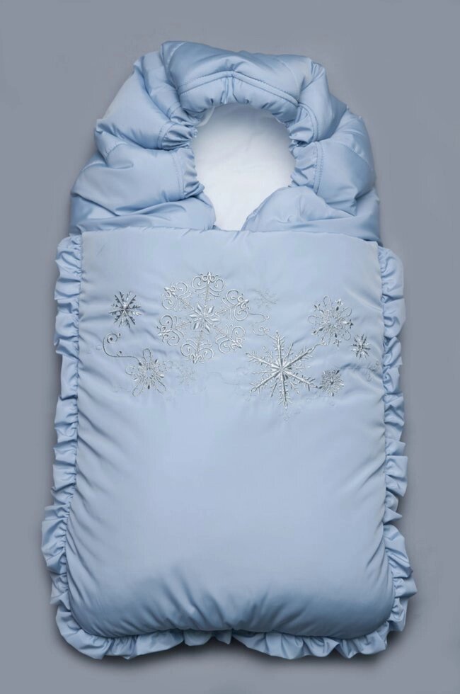 Конверт на виписку зимовий блакитний "Сніжинки" від компанії Інтернет-магазин «вишивав-ка» - фото 1