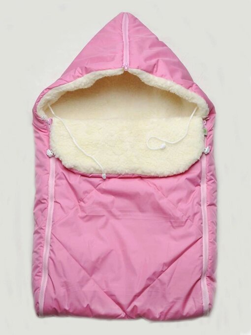 Конверт зимний для новорожденного на меху "Крошка" розовый від компанії Інтернет-магазин «вишивав-ка» - фото 1