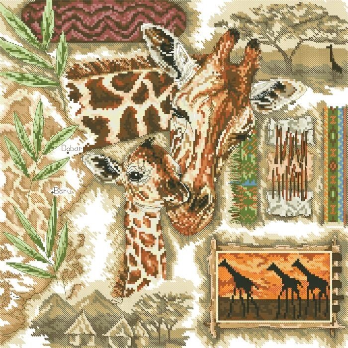 Малюнок на канві для вишивки нитками 10272 Жирафи від компанії Інтернет-магазин «вишивав-ка» - фото 1