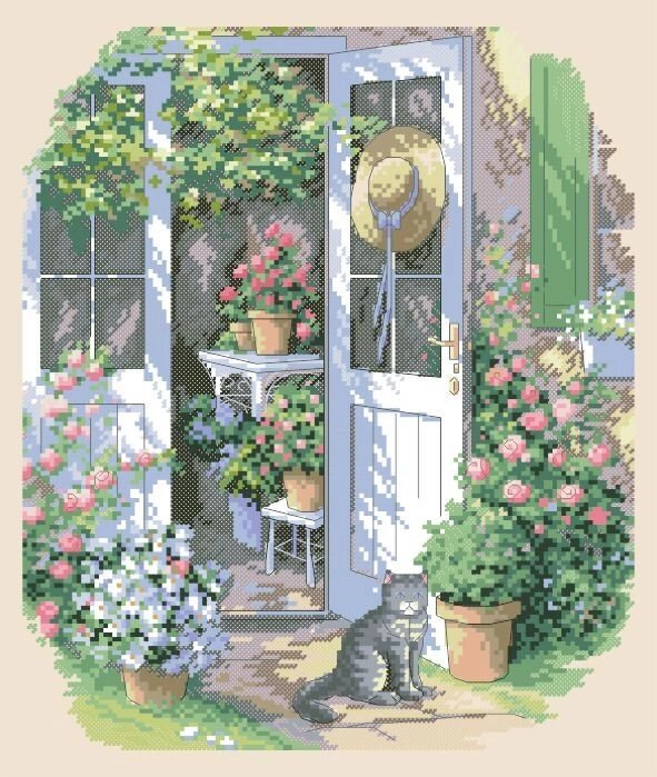Малюнок на канві для вишивки нитками 20452 Двері в сад від компанії Інтернет-магазин «вишивав-ка» - фото 1