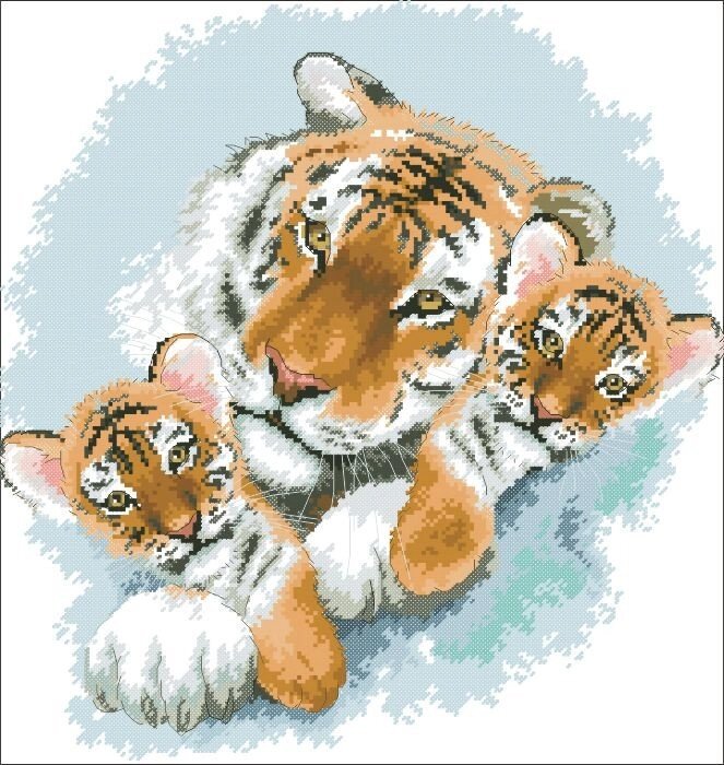 Малюнок на канві для вишивки нитками 61352 Тигри від компанії Інтернет-магазин «вишивав-ка» - фото 1