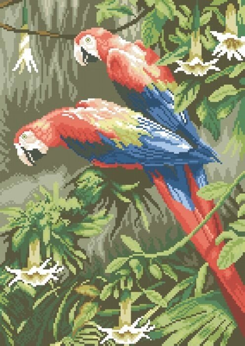 Малюнок на канві для вишивки нитками 62352 Папуги від компанії Інтернет-магазин «вишивав-ка» - фото 1