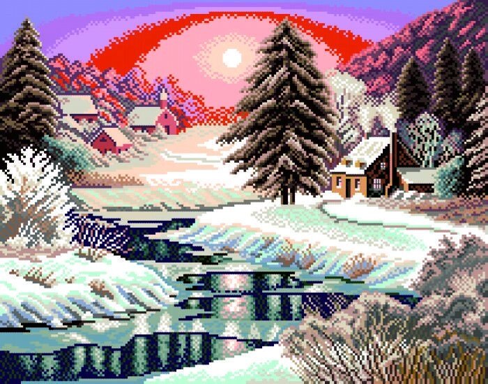 Малюнок на канві для вишивки нитками 62422 Зимовий пейзаж від компанії Інтернет-магазин «вишивав-ка» - фото 1