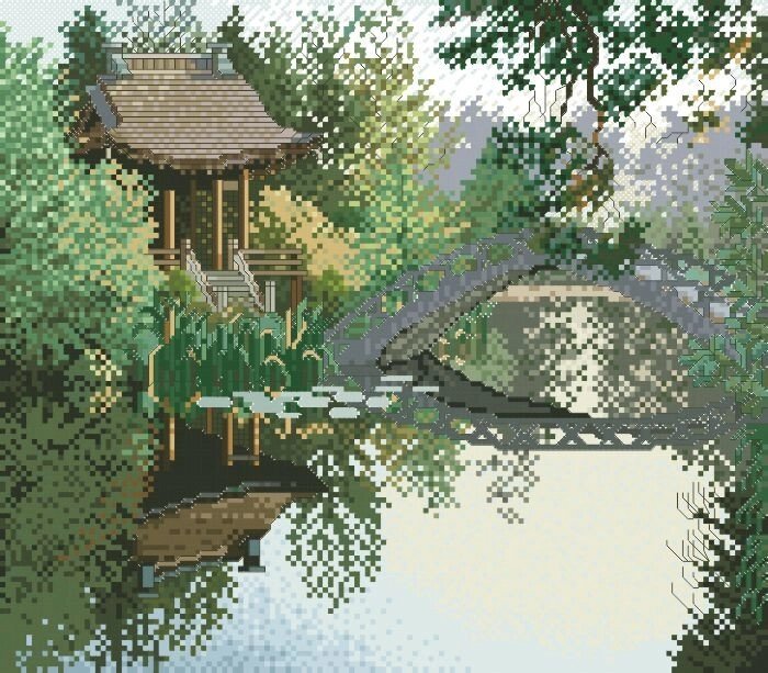 Малюнок на канві для вишивки нитками 81884 Китайський парк від компанії Інтернет-магазин «вишивав-ка» - фото 1