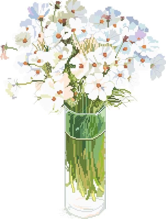 Малюнок на канві для вишивки нитками 82062 Квіти в склянці від компанії Інтернет-магазин «вишивав-ка» - фото 1