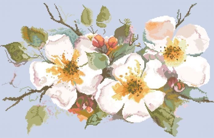 Малюнок на канві для вишивки нитками муліне 50763 Яблуневий цвіт від компанії Інтернет-магазин «вишивав-ка» - фото 1