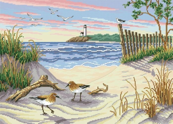 Малюнок на канві для вишивки нитками муліне 50883 Пляж від компанії Інтернет-магазин «вишивав-ка» - фото 1