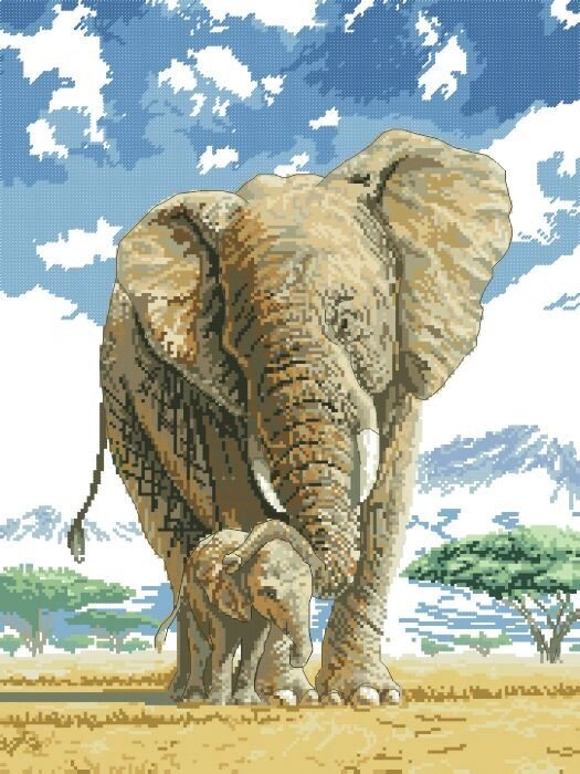 Малюнок на канві для вишивки нитками муліне 51003 Слони від компанії Інтернет-магазин «вишивав-ка» - фото 1