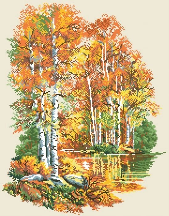 Малюнок на канві для вишивки нитками муліне 61363 Осень золотая від компанії Інтернет-магазин «вишивав-ка» - фото 1