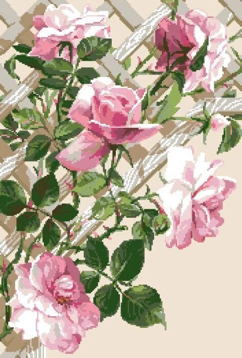 Малюнок на канві для вишивки нитками муліне 71453 Кучеряві троянди від компанії Інтернет-магазин «вишивав-ка» - фото 1