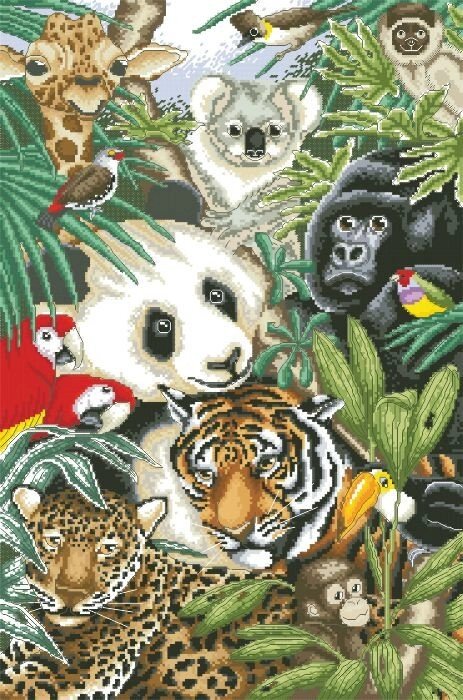 Малюнок на канві для вишивки нитками муліне 81 593 Екзотичні тварини від компанії Інтернет-магазин «вишивав-ка» - фото 1