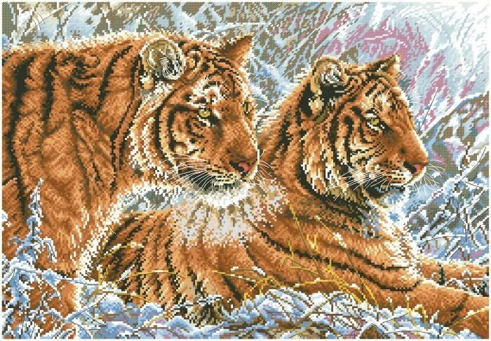 Малюнок на канві для вишивки нитками муліне 81583 Тигри взимку від компанії Інтернет-магазин «вишивав-ка» - фото 1