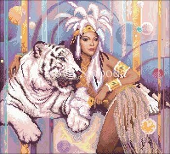 Малюнок на канві для вишивки нитками муліне ММ-2237 Тигриця від компанії Інтернет-магазин «вишивав-ка» - фото 1