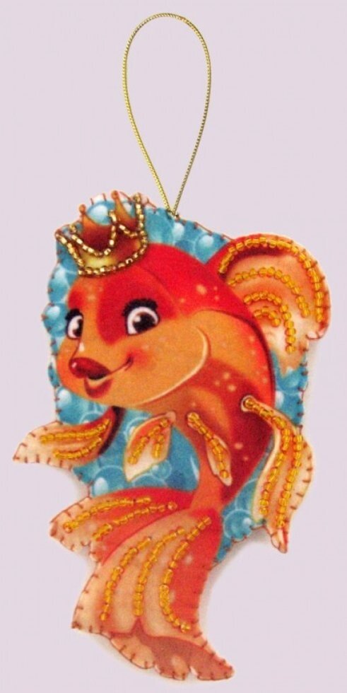 Набір для виготовлення іграшки з фетру для вишивки бісером Золота рибка Батерфляй від компанії Інтернет-магазин «вишивав-ка» - фото 1