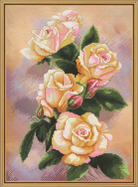 Набір для вишивання нитками на канві з фоновим малюнком Чайна троянда СР 4207 від компанії Інтернет-магазин «вишивав-ка» - фото 1