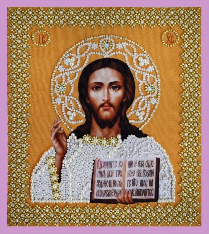 Набір для вишивки бісером Ікона Христа Спасителя. Вінчальна пара (золото) P-207 від компанії Інтернет-магазин «вишивав-ка» - фото 1