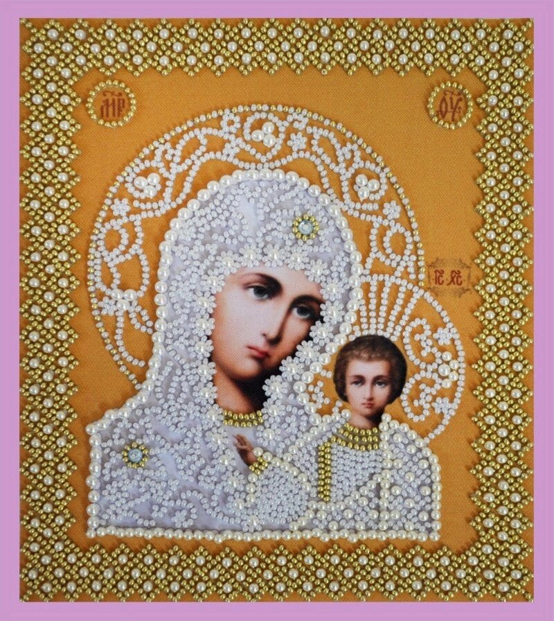 Набір для вишивки бісером Казанська Ікона Божої Матері. Вінчальна пара (золото) P-206 від компанії Інтернет-магазин «вишивав-ка» - фото 1