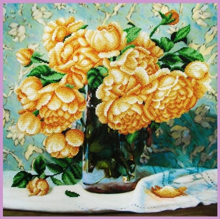 Набір для вишивки бісером Натюрморт з трояндами Р-349 від компанії Інтернет-магазин «вишивав-ка» - фото 1