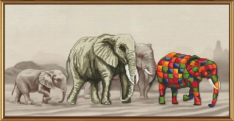 Набір для вишивки хрестиком Прогулянка слонів СВ 3037 від компанії Інтернет-магазин «вишивав-ка» - фото 1
