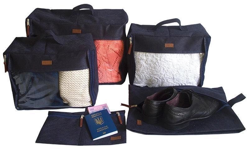 Набір дорожніх сумок в чемодан 5 шт ORGANIZE P005 синій від компанії Інтернет-магазин «вишивав-ка» - фото 1