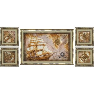 Набір для вишивки нитками на канві з фоновим зображенням "Морська подорож"