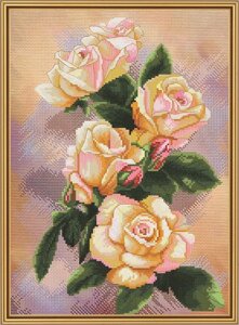 Набір для вишивання нитками на канві з фоновим малюнком Чайна троянда СР 4207