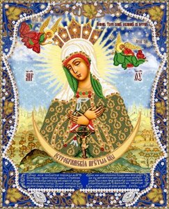 Тканина з малюнком для вишивання бісером Остробрамської Пресвята Богородиця