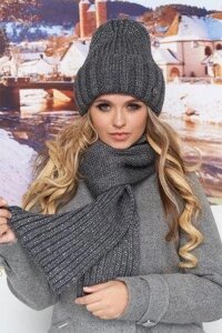 Комплект «Наоми» (шапка и шарф) цвет темно-серый артикул 4711-10тс