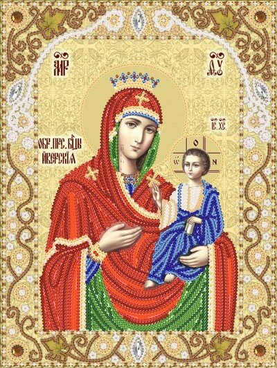 Тканина з малюнком для вишивання бісером Іверська ікона Божої Матері РІК-4006 - гарантія