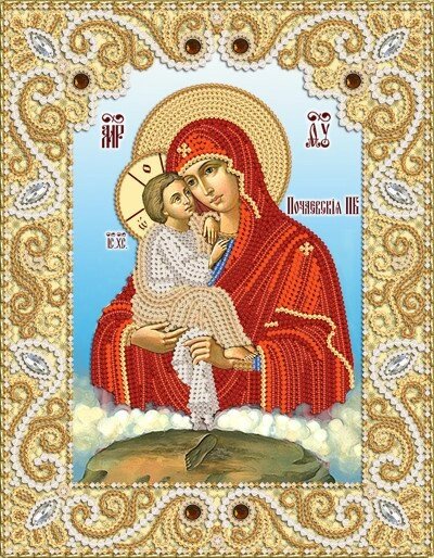 Тканина з малюнком для вишивання бісером Почаївська ікона Божої Матері - характеристики
