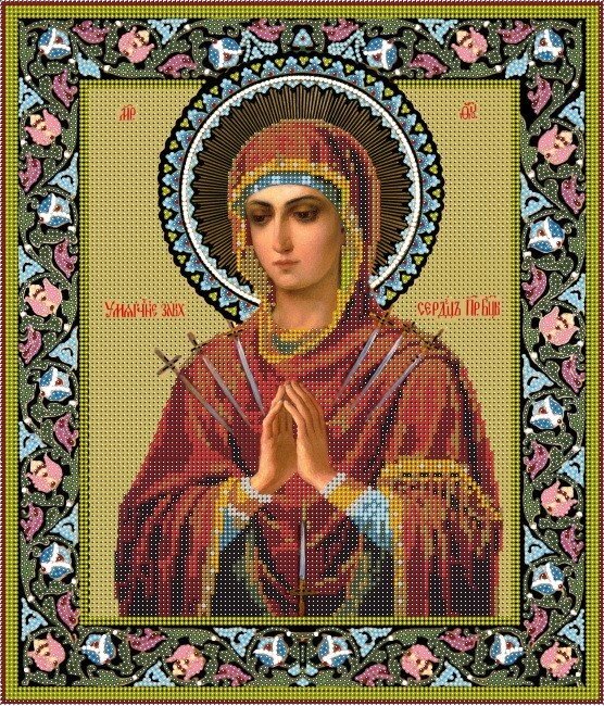 Схема для вишивки бісером Пом&#039;якшення злих сердець ікона Божої Матері - розпродаж
